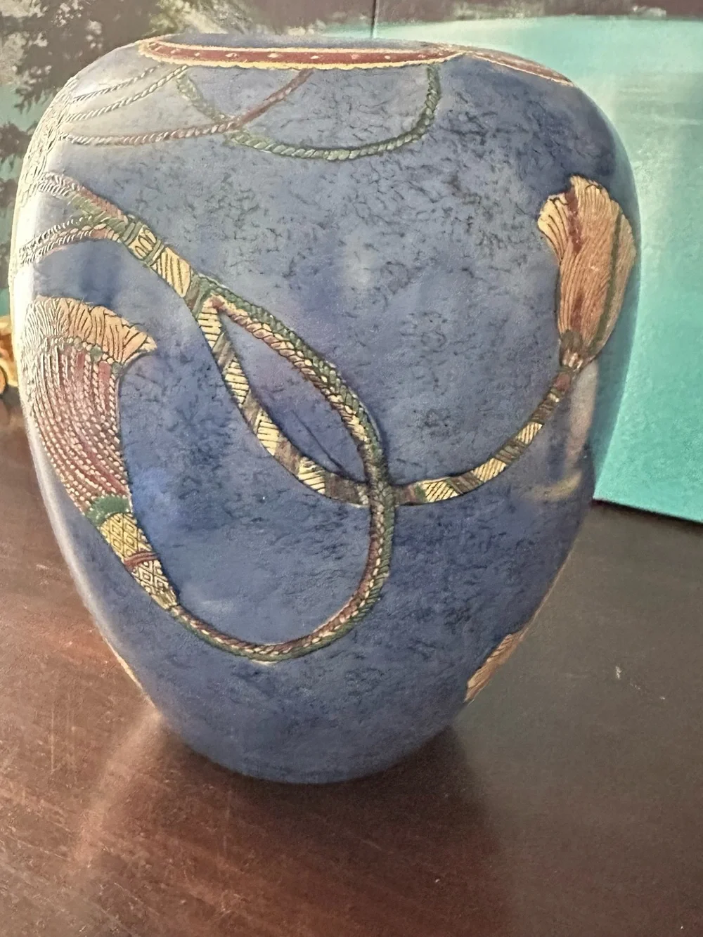 Blue Floral Ceramic Vase - Brand: